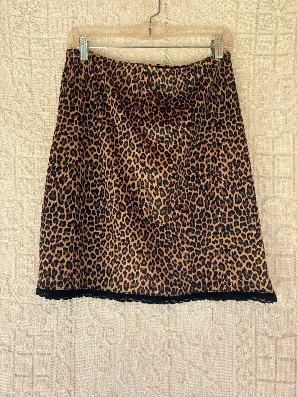 Vintage Leopard Slip /Skirt Made in USA Large